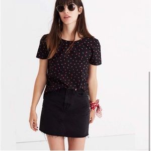 Madewell Tie-Back Cutout Top in fresh strawberries black sz Medium NWOT